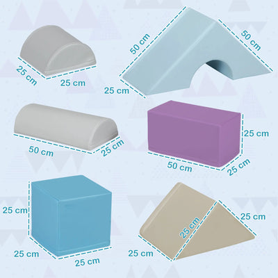HOMCOM 11-Piece Soft Play Set Kids Foam Blocks, Toys for Climb and Crawl, Blue 