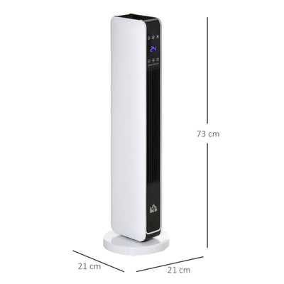 HOMCOM 1100W/2200W Space Heater with 65° Oscillation & 8-Hour Timer and Overheat & Tip Over Protection, Room Heater with 2 Heat and Fan for Bedroom, 29 inch 