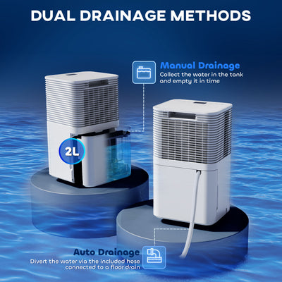 HOMCOM 12L/Day 2000ML Portable Quiet Dehumidifier for Home Laundry Room Bedroom Basement, Electric Moisture Air De-Humidifier with 3 Modes 