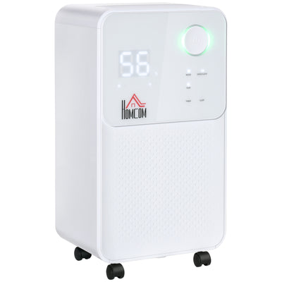 HOMCOM 12L/Day Dehumidifier for Home, Laundry Room, Bedroom, Basement, Electric Moisture Air De-Humidifier with 4 Modes, Continuous Drainage, 24H Timer, Digital Humidity Display 