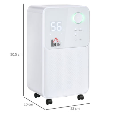 HOMCOM 12L/Day Dehumidifier for Home, Laundry Room, Bedroom, Basement, Electric Moisture Air De-Humidifier with 4 Modes, Continuous Drainage, 24H Timer, Digital Humidity Display 