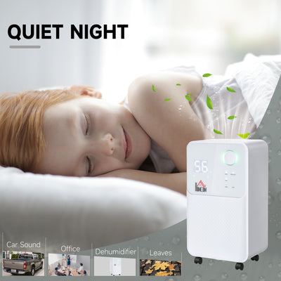 HOMCOM 12L/Day Dehumidifier for Home, Laundry Room, Bedroom, Basement, Electric Moisture Air De-Humidifier with 4 Modes, Continuous Drainage, 24H Timer, Digital Humidity Display 