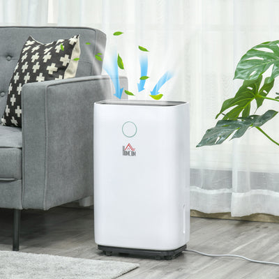 HOMCOM 16L/Day Portable Dehumidifier for Home, with LED Screen, Sleep Mode, 24H Timer, Electric Air Dehumidifier for Damp Laundry Bedroom Basement 