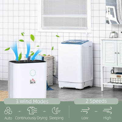 HOMCOM 16L/Day Portable Dehumidifier for Home, with LED Screen, Sleep Mode, 24H Timer, Electric Air Dehumidifier for Damp Laundry Bedroom Basement 
