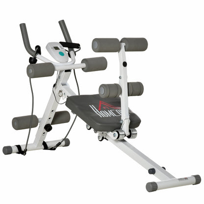 HOMCOM 2-IN-1 Core Abdominal Ab Trainer Sit Up Bench with LCD Screen, Adjustable Fitness Crunch Machine for Home GYM 