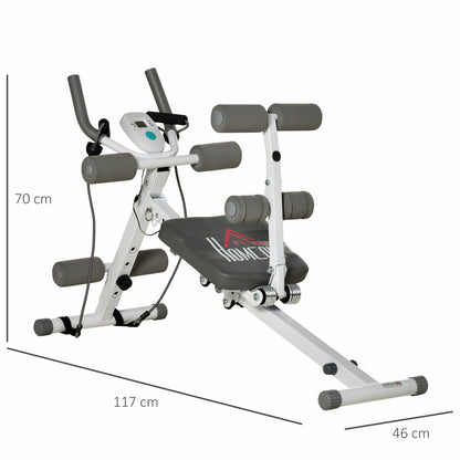 HOMCOM 2-IN-1 Core Abdominal Ab Trainer Sit Up Bench with LCD Screen, Adjustable Fitness Crunch Machine for Home GYM 