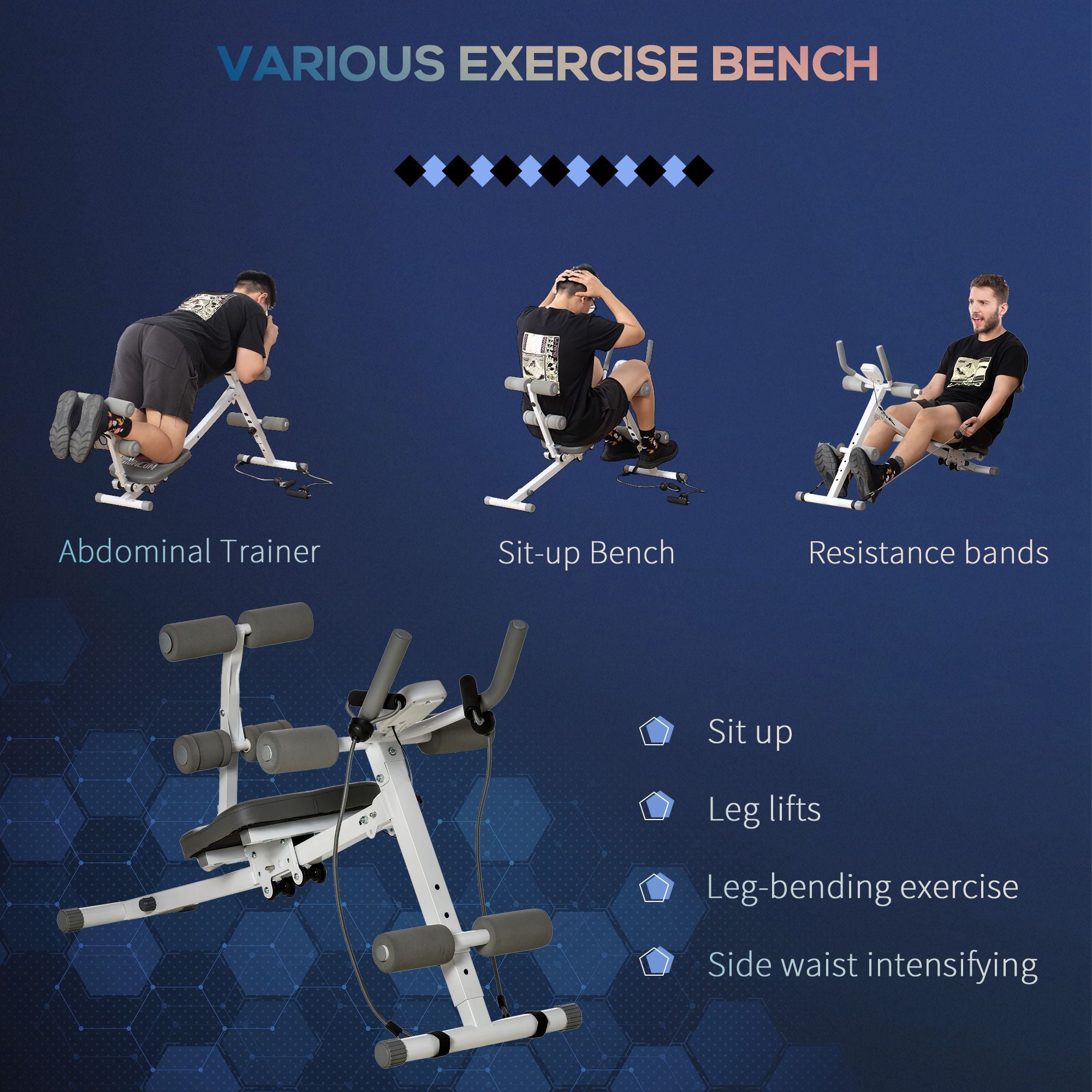 HOMCOM 2-IN-1 Core Abdominal Ab Trainer Sit Up Bench with LCD Screen, Adjustable Fitness Crunch Machine for Home GYM 