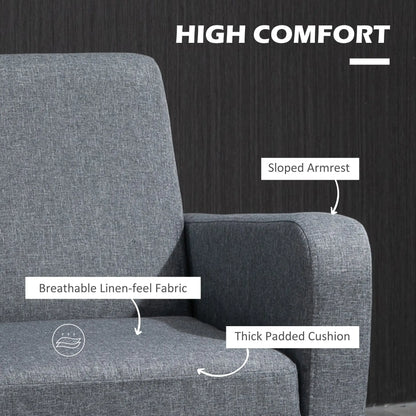HOMCOM 2 Pieces Modern Armchairs with Rubber Wood Legs, Upholstered Accent Chairs, Single Sofa for Living Room, Bedroom, Grey 