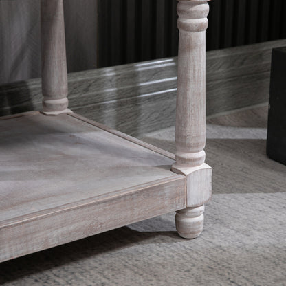 HOMCOM 2-Tier Bed End Bench, Vintage Stool, Wooden Window Seat with Storage Shelf, Button Tufted Upholstered Footstool for Living Room, Bedroom, Entryway, Cream White 