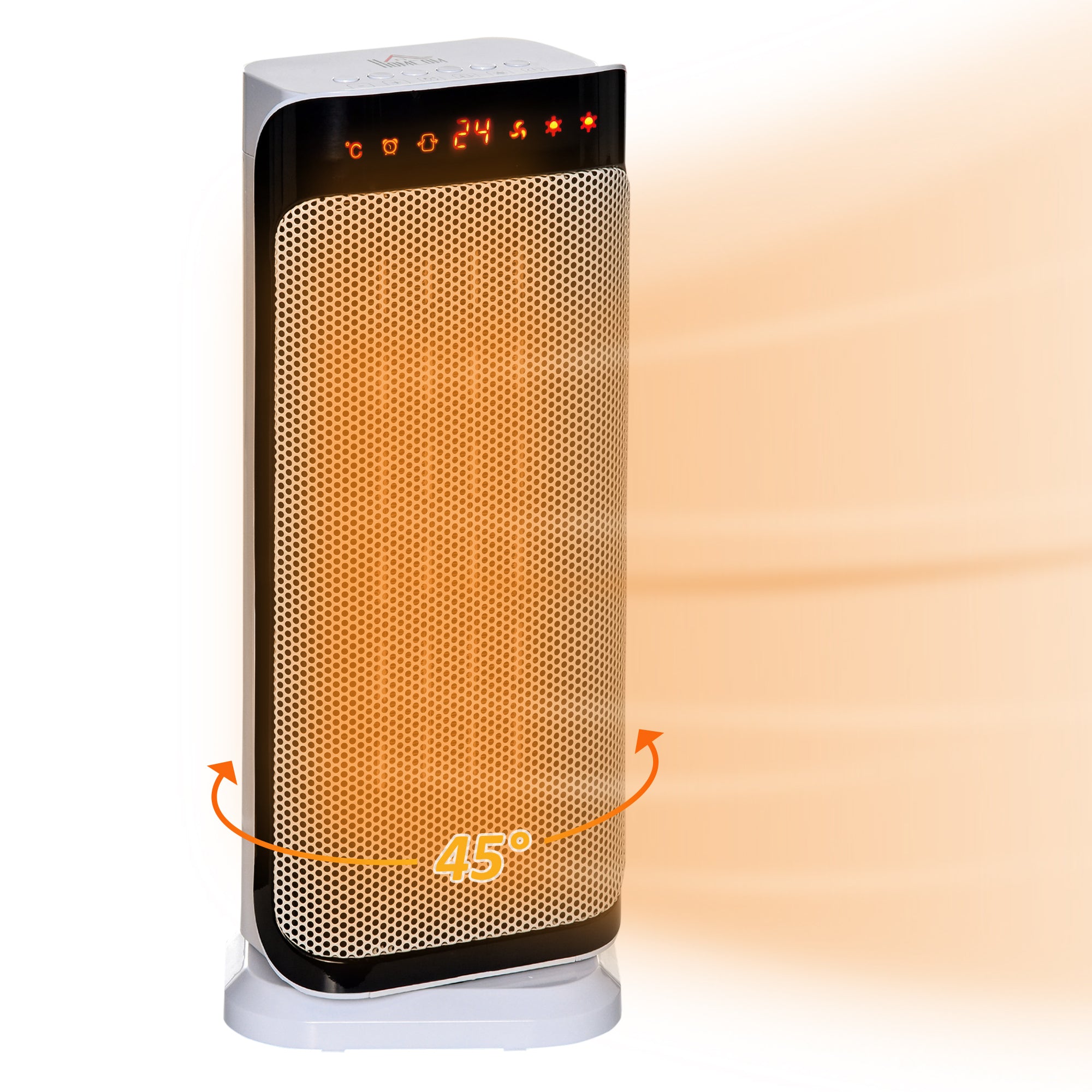 HOMCOM 2000W Electric Heater, PTC Ceramic Portable Fan Heater with Overheating & Tip-Over Protection, 8H Timer, 45° Oscillating Heater for Home, Office, Study, Bedroom 