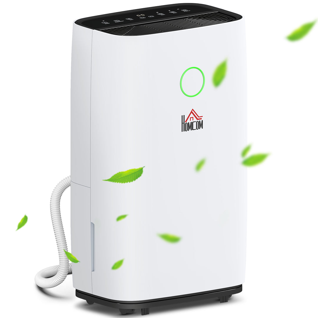 HOMCOM 20L/Day Portable Dehumidifier for Home, with LED Screen, Sleep Mode, 24H Timer, Electric Air Dehumidifier for Damp Laundry Bedroom Basement 