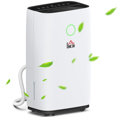 HOMCOM 20L/Day Portable Dehumidifier for Home, with LED Screen, Sleep Mode, 24H Timer, Electric Air Dehumidifier for Damp Laundry Bedroom Basement 