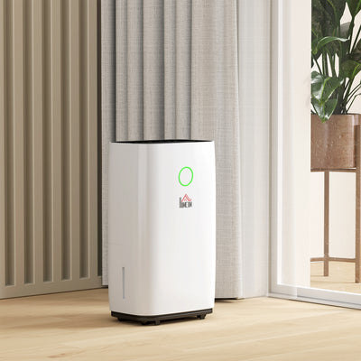 HOMCOM 20L/Day Portable Dehumidifier for Home, with LED Screen, Sleep Mode, 24H Timer, Electric Air Dehumidifier for Damp Laundry Bedroom Basement 