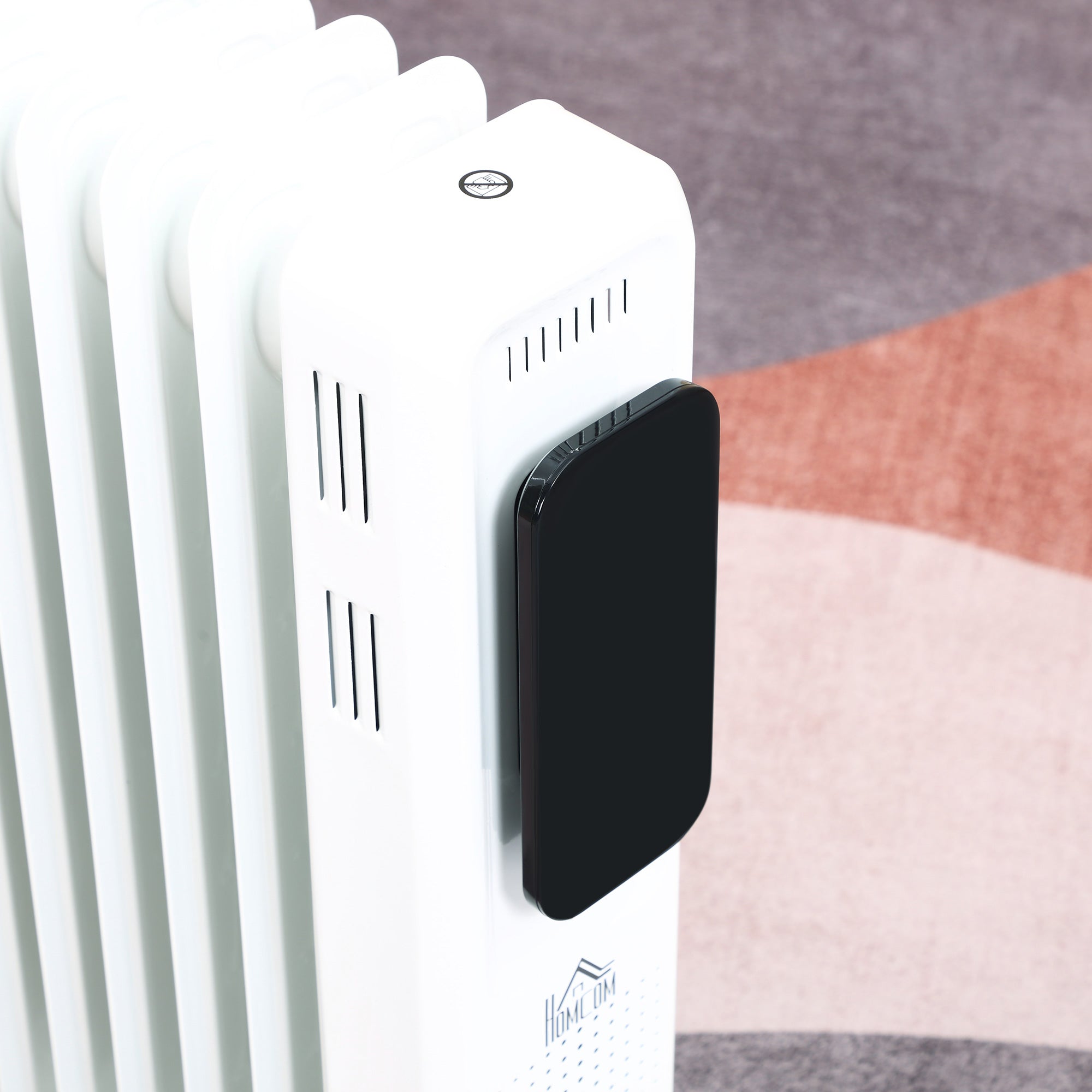 HOMCOM 2500W Oil Filled Radiator, 11 Fin Portable Electric Heater with LED Display, 24H Timer, 3 Heat Settings, Adjustable Thermostat, Safety Cut off, Remote Control, White 