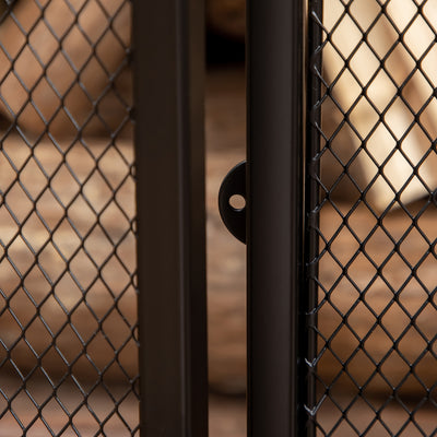 HOMCOM 3-Panel Folding Fireplace Screen with Door, Freestanding Spark Guard, Metal Mesh Fireguard, Black 