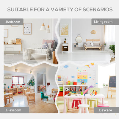 HOMCOM 3 Pcs Kids Table & Chairs Set Mini Seating Furniture Home Playroom Bedroom Dining Room w/ Storage Drawers Safe Corners for 2-4 Years old White 