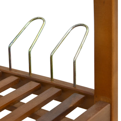 HOMCOM 3-Tier Shoe Rack, Acacia Wooden Shoe Storage Organiser with 2 Hangers, Holds up to 12 Pairs, for Entryway, Living Room, 74 x 26 x 62 cm, Teak 