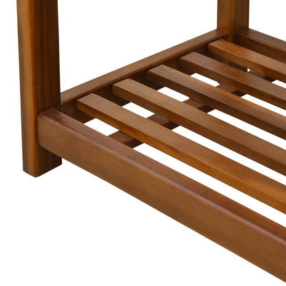 HOMCOM 3-Tier Shoe Rack, Acacia Wooden Shoe Storage Organiser with 2 Hangers, Holds up to 12 Pairs, for Entryway, Living Room, 74 x 26 x 62 cm, Teak 