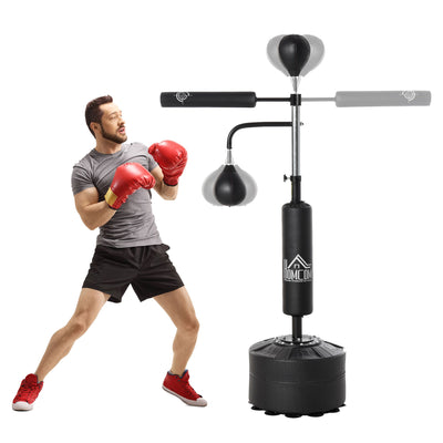 HOMCOM 3-in-1 Boxing Punching Bag, Freestanding with 2 Speed Bals, 360° Reflex Bar, 160-230cm Adjustable Height, Black 