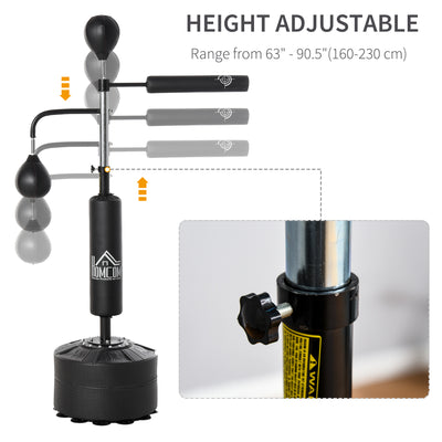 HOMCOM 3-in-1 Boxing Punching Bag, Freestanding with 2 Speed Bals, 360° Reflex Bar, 160-230cm Adjustable Height, Black 