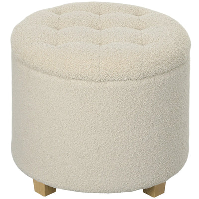 HOMCOM 31.8L Teddy Fleece Storage Ottoman - Cream White 