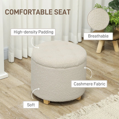 HOMCOM 31.8L Teddy Fleece Storage Ottoman - Cream White 