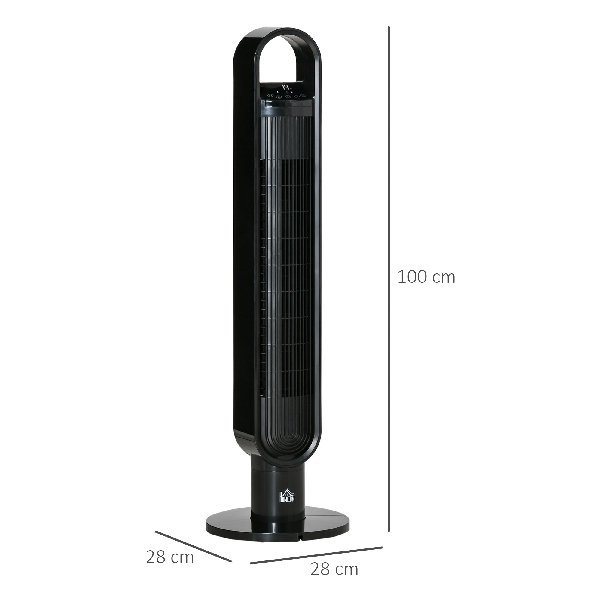 HOMCOM 39" Anion Freestanding Tower Fan Cooling for Bedroom with Oscillating, 3 Speeds, 3 Modes, 12h Timer, LED Sensor Panel, Remote Controller, 60W, Black 