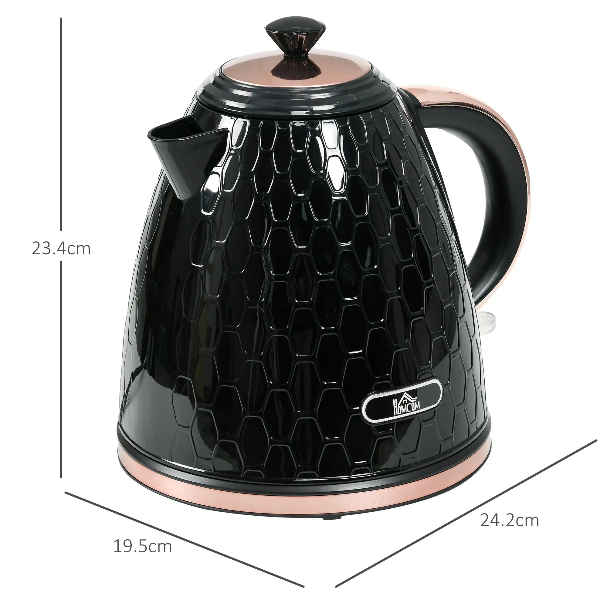 HOMCOM 3kW Rapid Boil Honeycomb Kettle - Black 