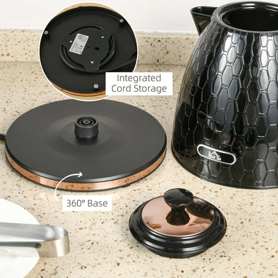 HOMCOM 3kW Rapid Boil Honeycomb Kettle - Black 