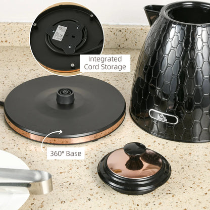 HOMCOM 3kW Rapid Boil Honeycomb Kettle - Black 