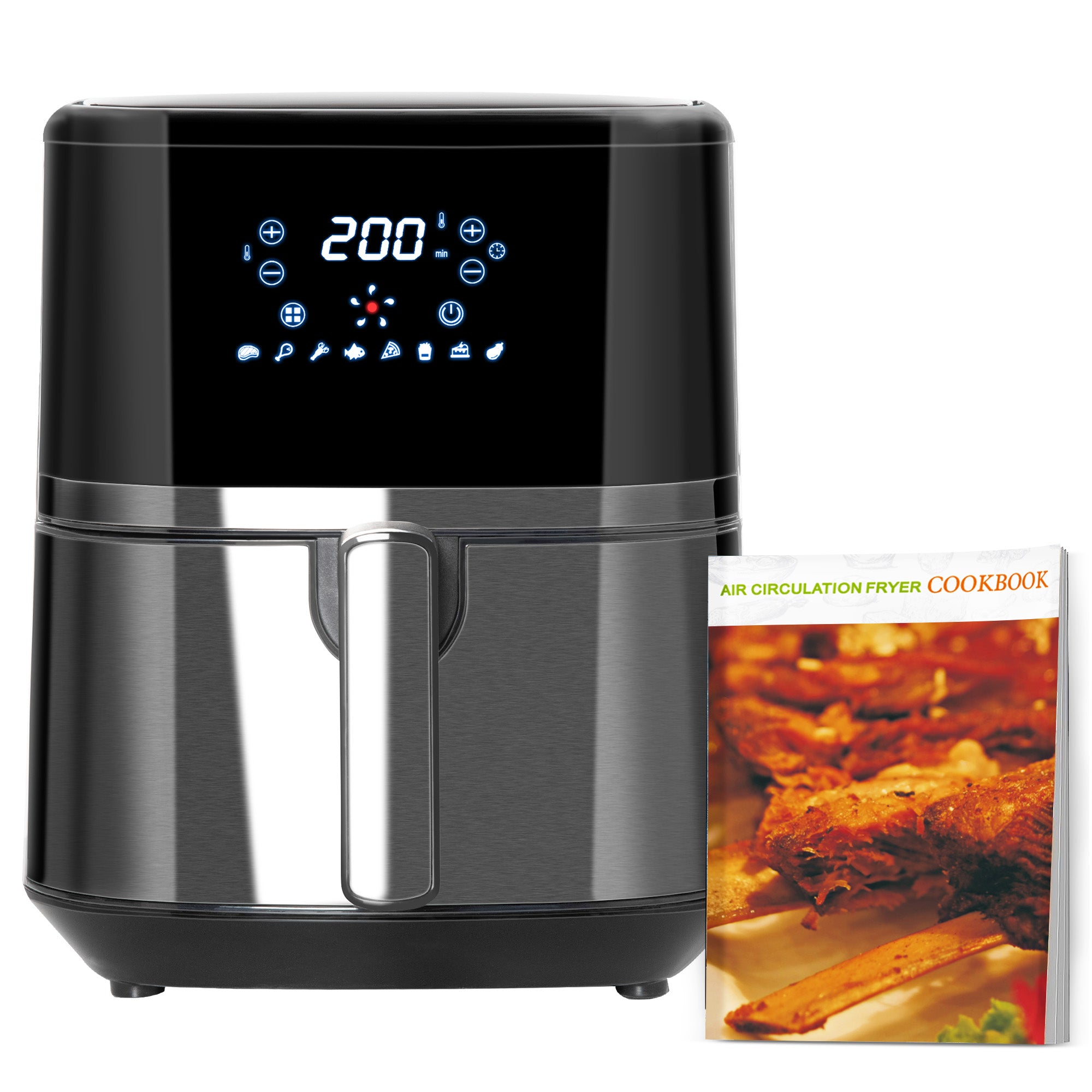HOMCOM 4.5L Air Fryer, 8-in-1 Digital Air Fryer Oven with Rapid Air Circulation, Temp Control & Timer, Non-stick Basket, Oil-Free Cook, 1500W, Black 