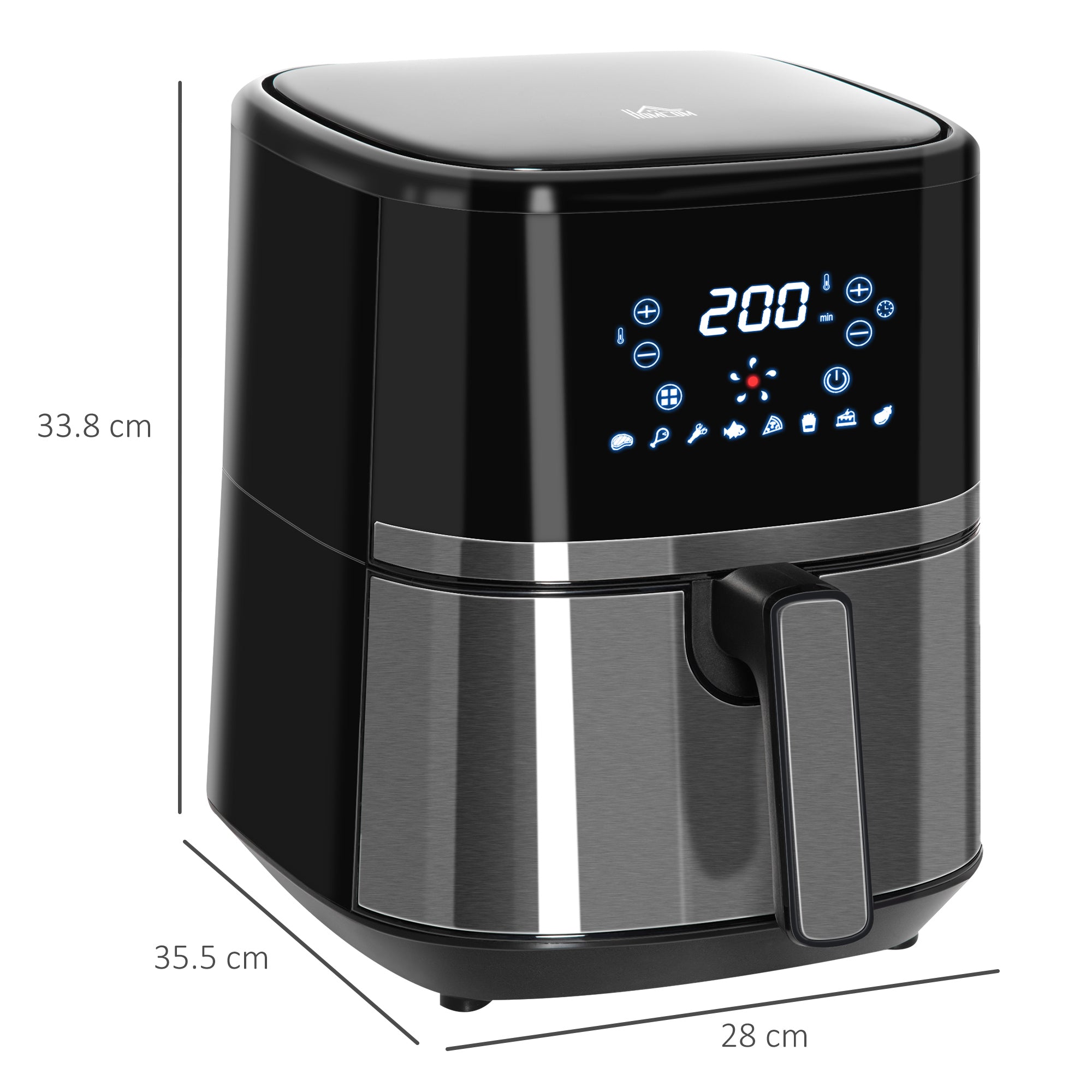 HOMCOM 4.5L Air Fryer, 8-in-1 Digital Air Fryer Oven with Rapid Air Circulation, Temp Control & Timer, Non-stick Basket, Oil-Free Cook, 1500W, Black 