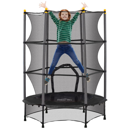 HOMCOM 4.6FT/55" Kids Trampoline with Safety Enclosure, Outdoor Indoor Use, for Ages 3-10 Years, Black 