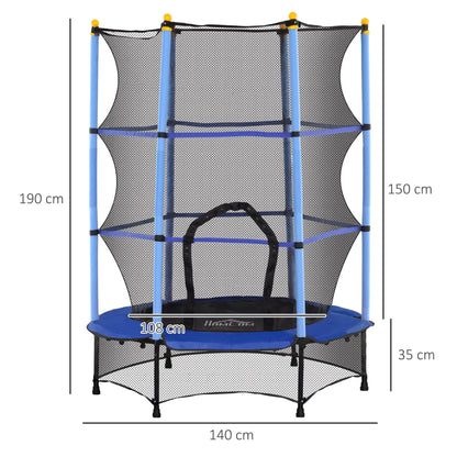 HOMCOM 4.6FT/55" Kids Trampoline with Safety Enclosure, Outdoor Indoor Use, for Ages 3-10 Years, Blue 