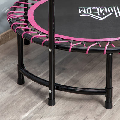 HOMCOM 45" Foldable Mini Trampoline Silent Rebounder Indoor Outdoor Jumper with Adjustable Handle - Pink 