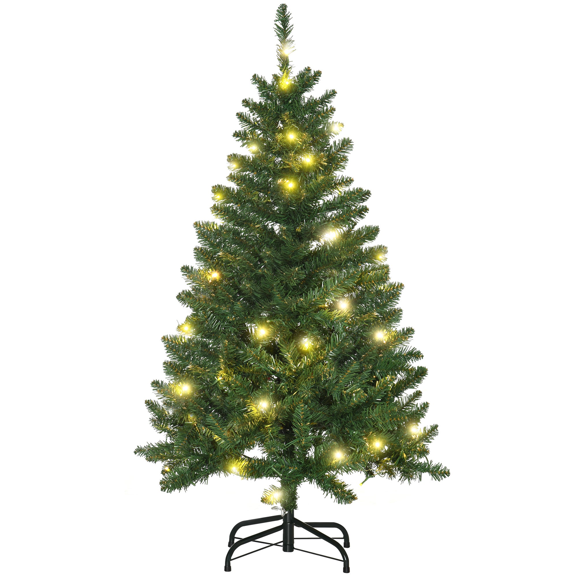 HOMCOM 4FT Christmas Tree Warm White LED Light Holiday Home Decoration, Green 