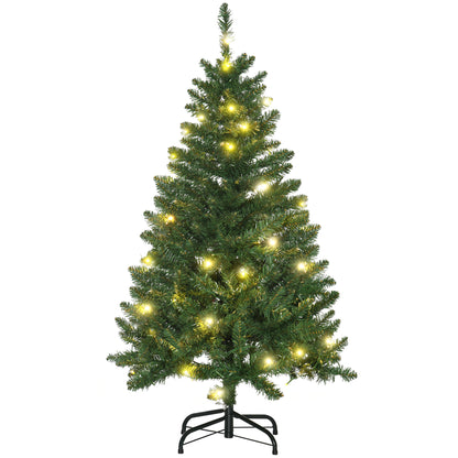 HOMCOM 4FT Christmas Tree Warm White LED Light Holiday Home Decoration, Green 