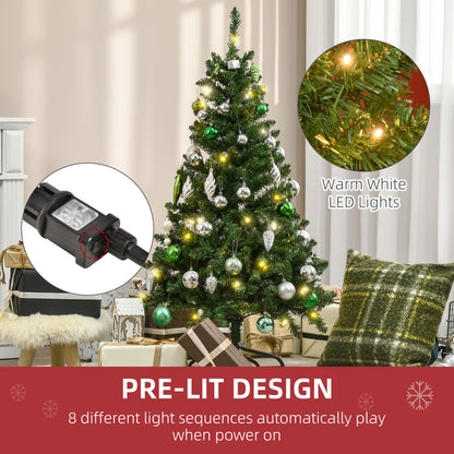 HOMCOM 4FT Christmas Tree Warm White LED Light Holiday Home Decoration, Green 