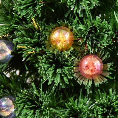 HOMCOM 4FT Prelit Artificial Christmas Tree with Fibre Optics, Baubles Decoration, Golden Pot for Holiday, Home - Green 