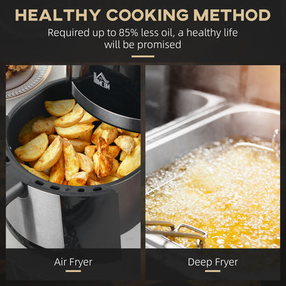 HOMCOM 4L Air Fryer, 1300W Air Fryer Oven with Digital Touch Display, Rapid Air Circulation, 12 Cooking Programs, Adjustable Temperature, Timer, Nonstick Basket for Oil Less or Low Fat Cooking, Black 
