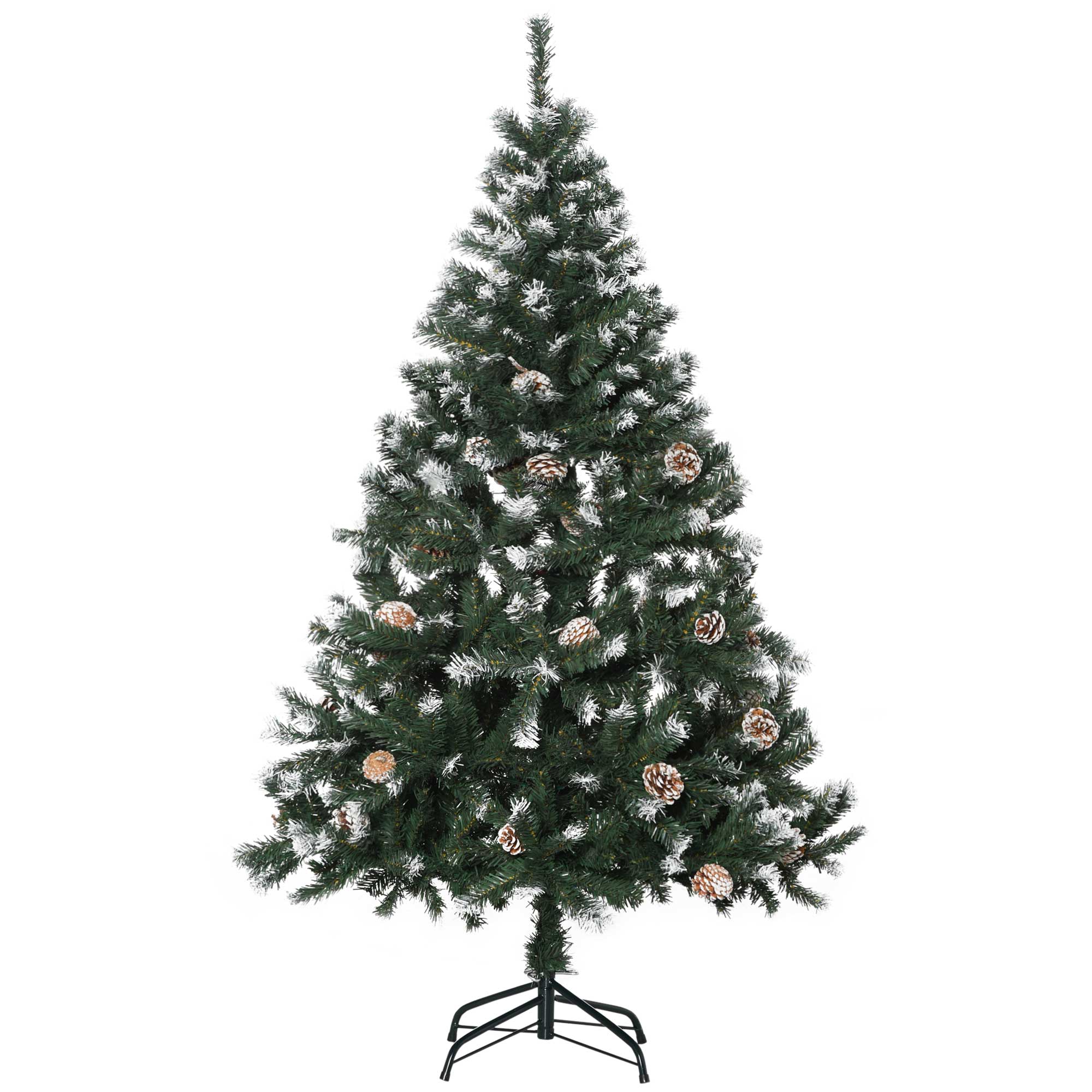 HOMCOM 5FT Artificial Christmas Tree with Pine Cones, Holiday Home Xmas Decoration Automatic Open, Green 