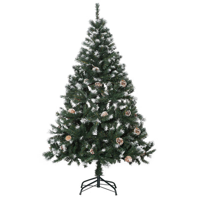 HOMCOM 5FT Artificial Christmas Tree with Pine Cones, Holiday Home Xmas Decoration Automatic Open, Green 
