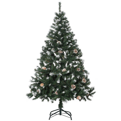 HOMCOM 5FT Artificial Christmas Tree with Pine Cones, Holiday Home Xmas Decoration Automatic Open, Green 