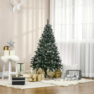 HOMCOM 5FT Artificial Christmas Tree with Pine Cones, Holiday Home Xmas Decoration Automatic Open, Green 