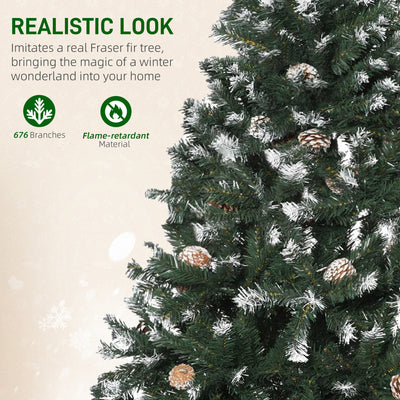 HOMCOM 5FT Artificial Christmas Tree with Pine Cones, Holiday Home Xmas Decoration Automatic Open, Green 