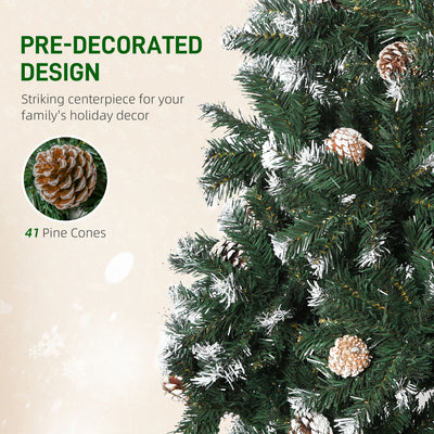 HOMCOM 5FT Artificial Christmas Tree with Pine Cones, Holiday Home Xmas Decoration Automatic Open, Green 