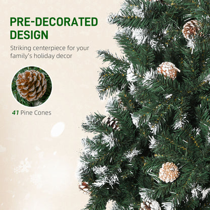 HOMCOM 5FT Artificial Christmas Tree with Pine Cones, Holiday Home Xmas Decoration Automatic Open, Green 