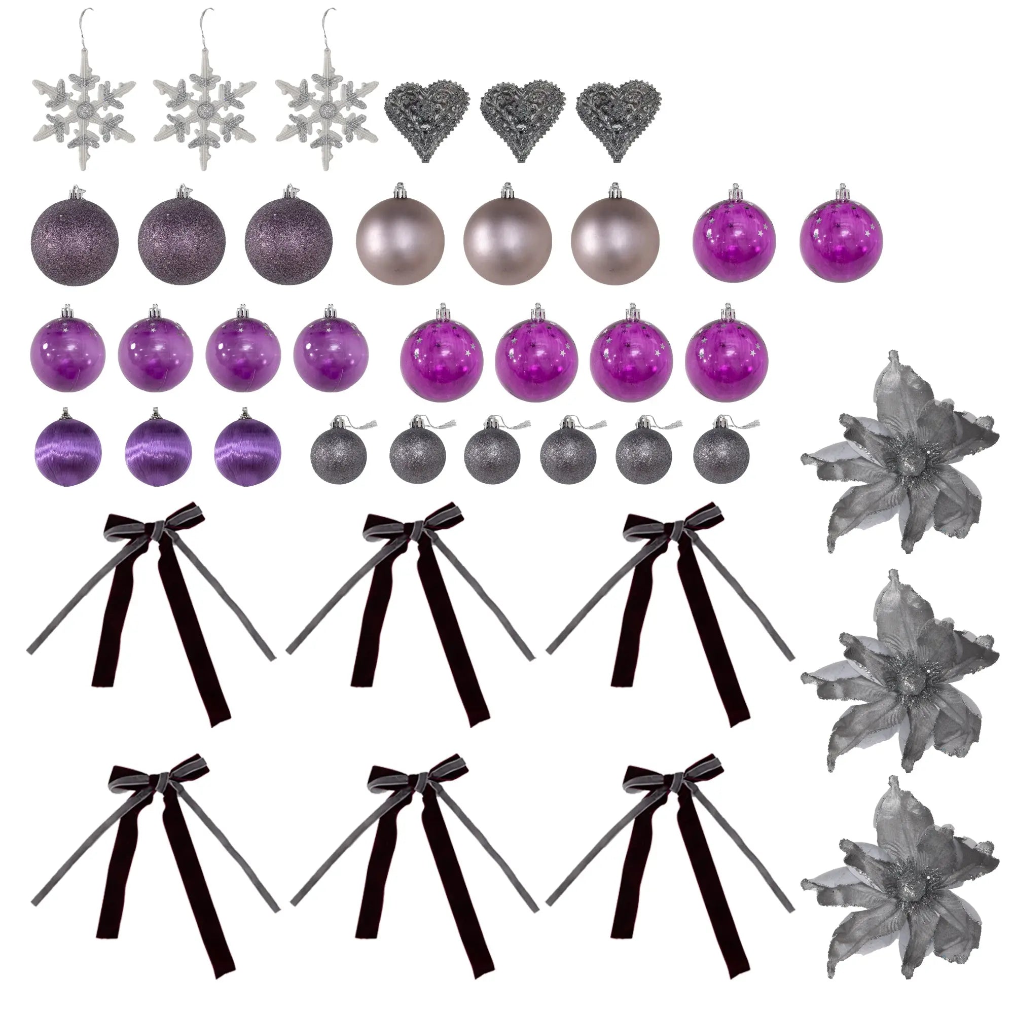 HOMCOM 5ft Artificial Christmas Tree, with Purple Decorations and Lights 