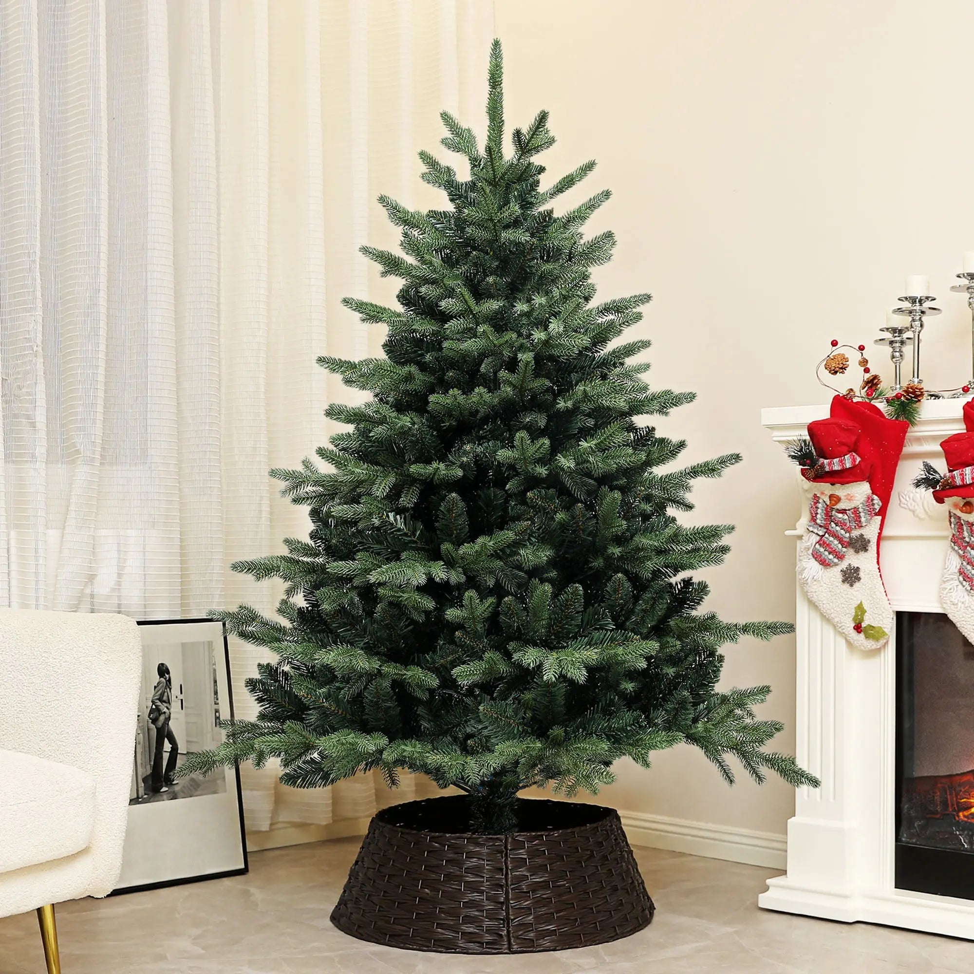 HOMCOM 5ft Artificial Spruce Christmas Tree - Green 