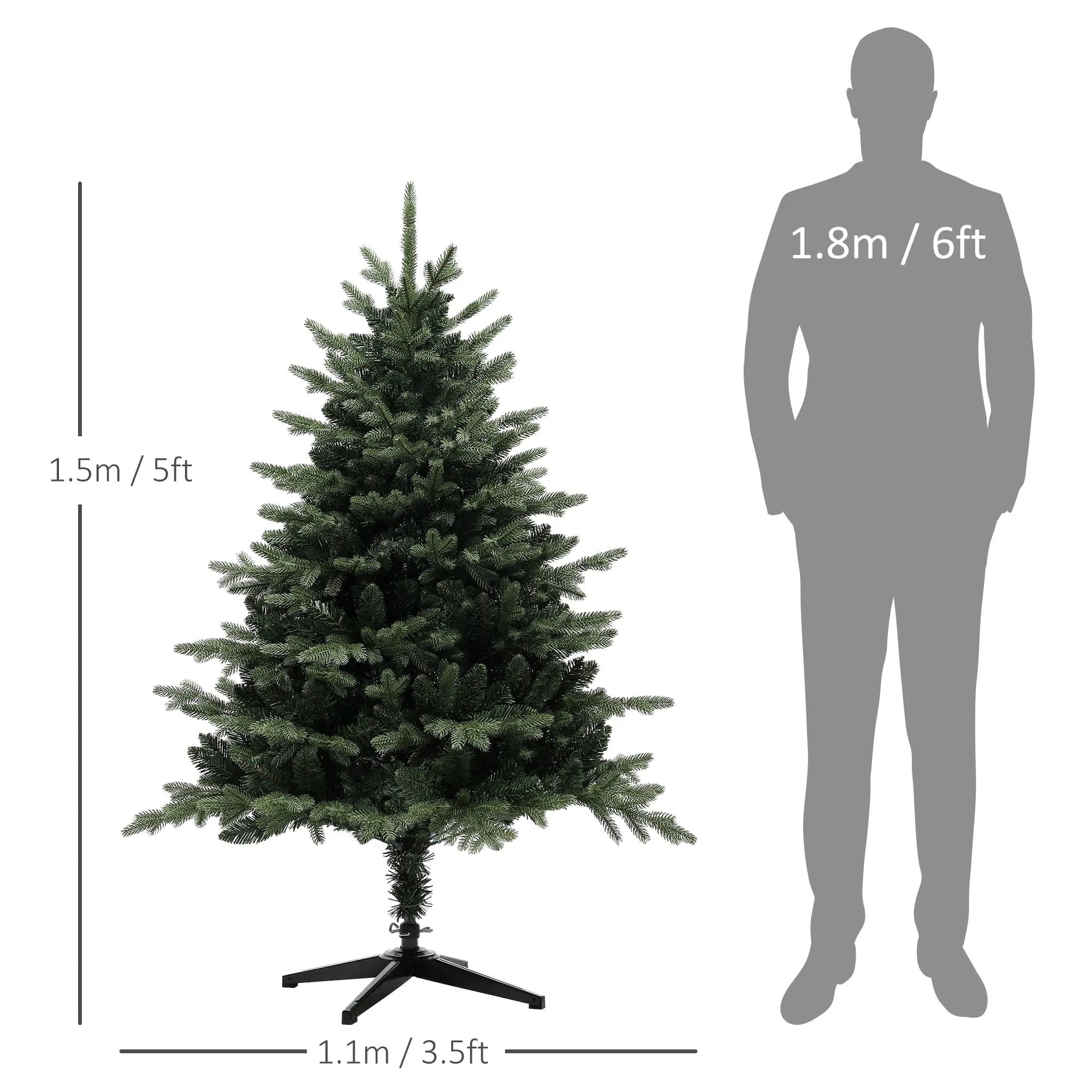 HOMCOM 5ft Artificial Spruce Christmas Tree - Green 
